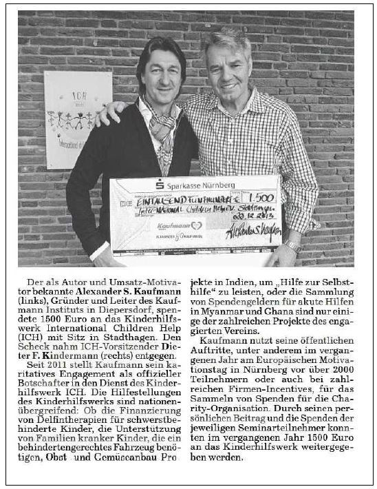 2014-02-11 Alexander Kaufmann sepndet 1500 Euro für ICH e.V.