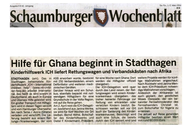 2014-03-03 Hilfe für Ghana beginnt in Stadthagen