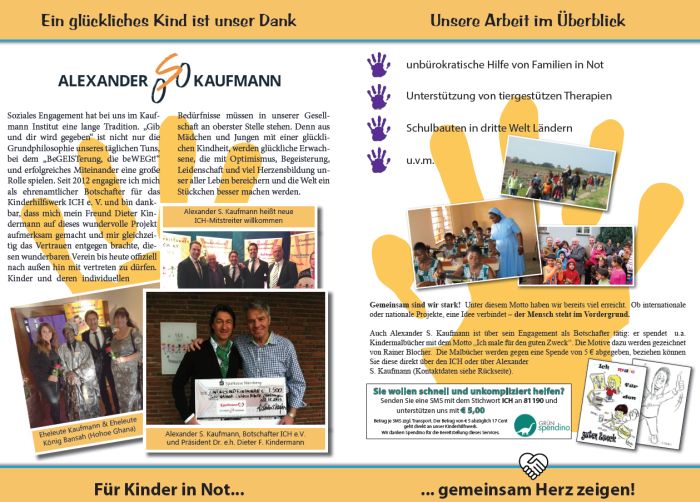 ICH-Botschafter Alexander Kaufmann, Buchautor, Erfolgstrainer und Top-Speaker stellt seinen neuen Flyer vor